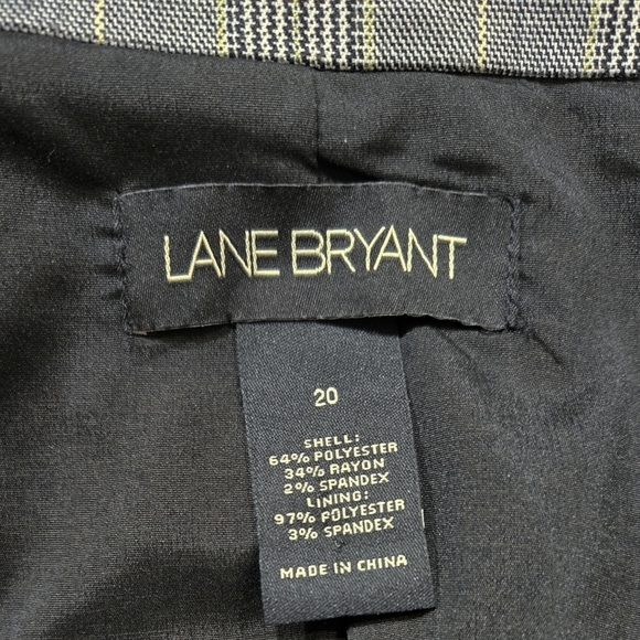 Lane Bryant Gray Plaid Mini Houndstooth Blazer Pleated Cuffs Academia Preppy - Picture 7 of 8